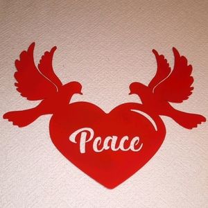 Steel wall art, peace doves